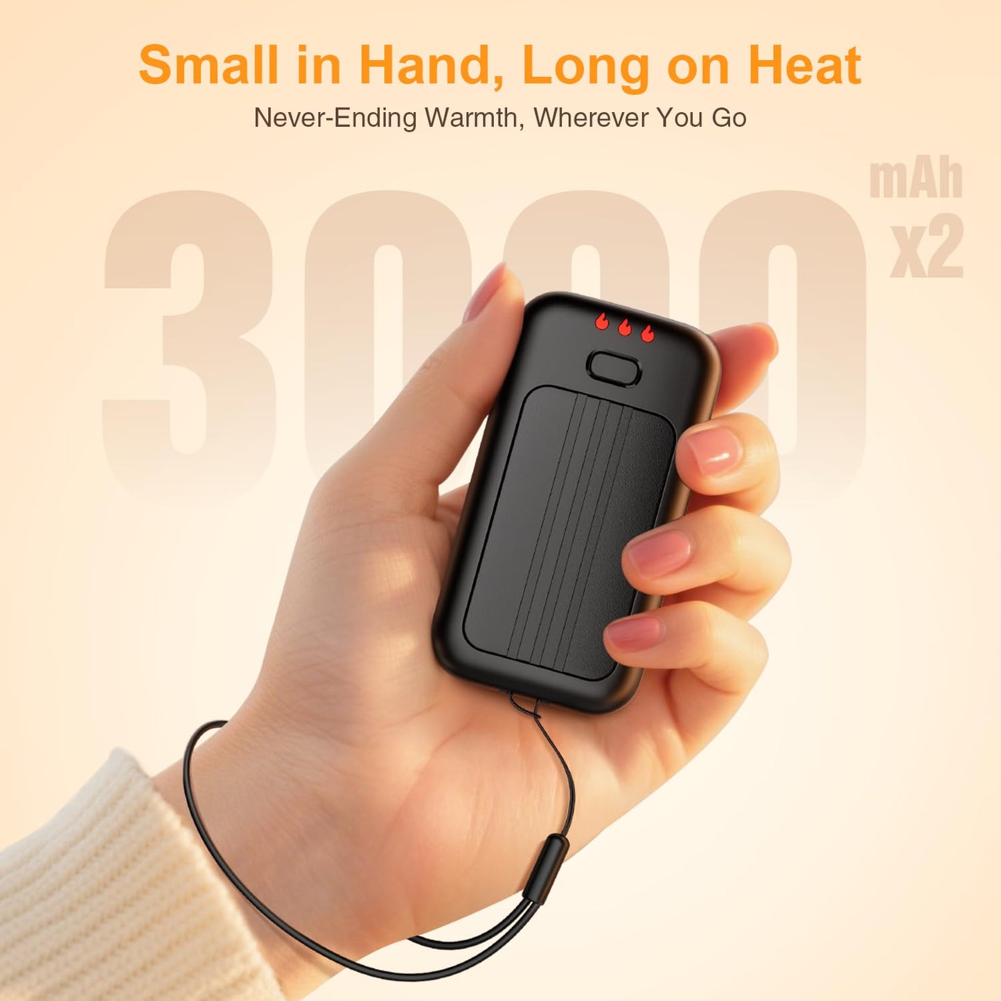 Hand Warmers, 2 Pack Rechargeable Hand Warmer, Pocket Heating Electric Hot Hands Handwarmers, Camping Hunting Gear, Gifts for Women, Men, Christmas, Golf, Portable Outdoor Heater (Black)