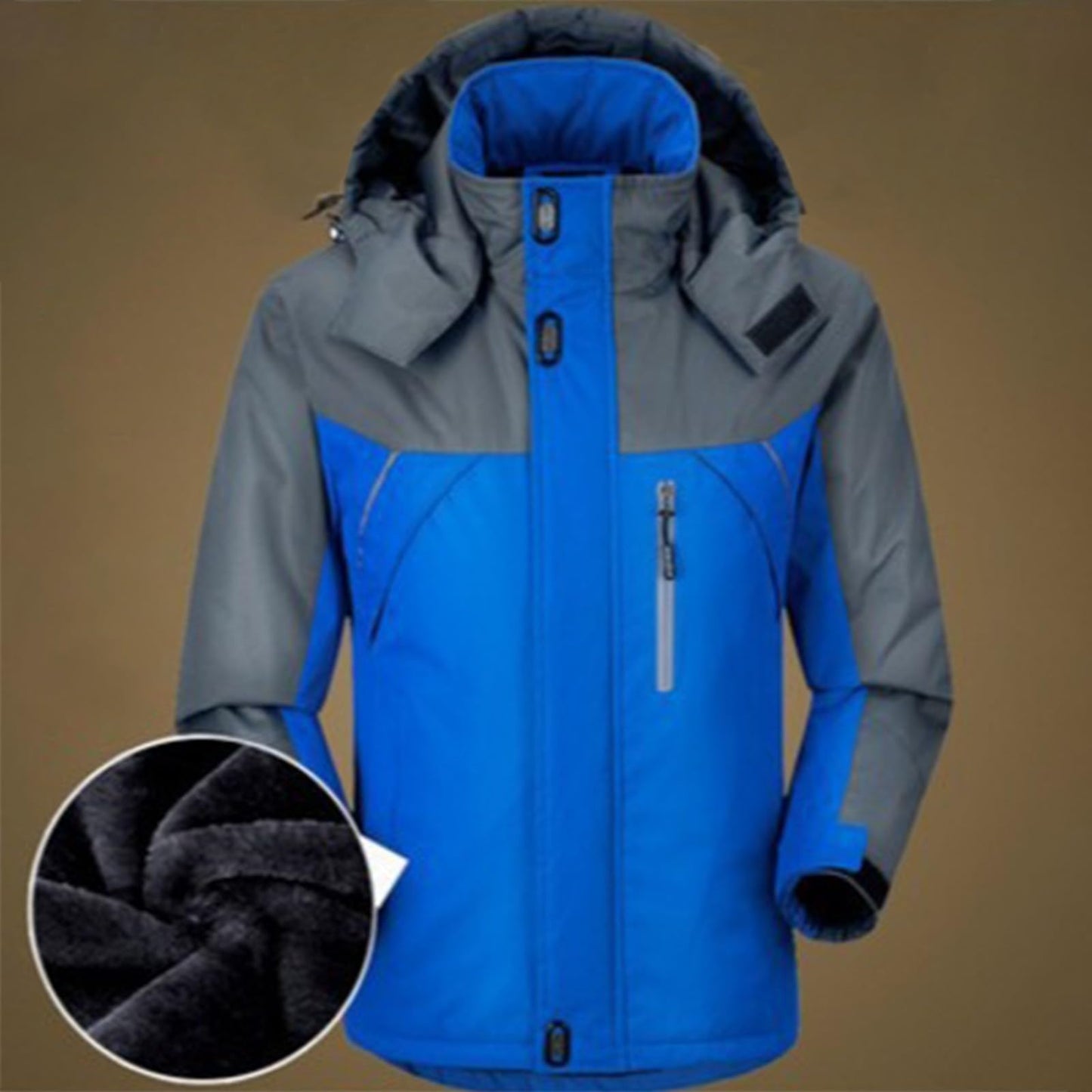 Men's Waterproof Ski Jacket, Insulated Snowboard Coat with Hood & Fleece Lining, Windproof Parka for Snow Sports(Black, L)