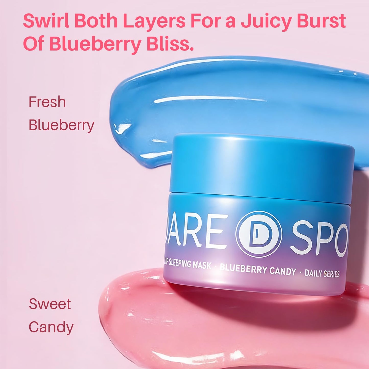 SPODARE Blueberry Lip Mask Overnight, Dual-Color Lip Sleeping Mask for Reduce Fine Lines, Nourish and Hydrating Dry Cracked Skin with Vitamin C and Shea Butter, Stocking Stuffer