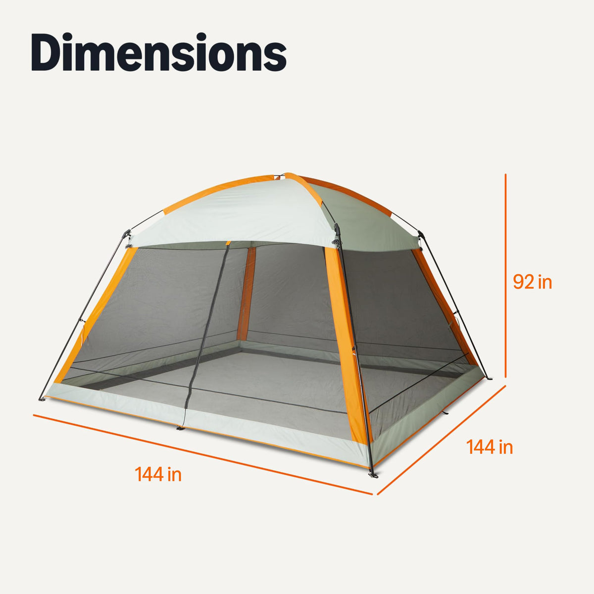 Amazon Basics Screened Canopy Tent, 12 x 12 ft with Zippered Enclosure, UPF50+ Sun Protection, Bug-Free Outdoor Shelter for Camping, Parties and Events, No Floor