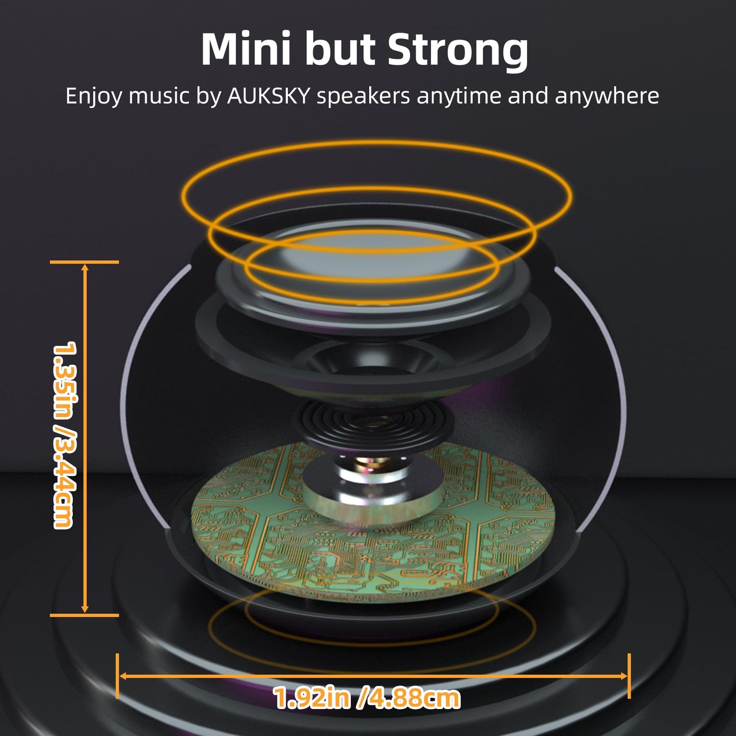 AUKSKY 2Pack Portable Mini Speakers, Bluetooth Tiny Speakers,Wireless Micro Speaker for Phone/PC/Tablet, Rechargeable Battery, Built-in Microphone, Cute Mini Speaker with Strap to Carry, Black