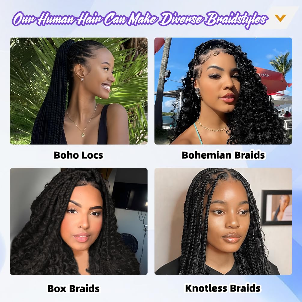 Deep Wave Human Braiding Hair for Boho Braids – 12 Inch 40g 1 Bundles/Pack Auburn Ginger, 100% Unprocessed 12A Brazilian Virgin Hair Bulk, No Weft, Wet & Wavy Curly Knotless Extensions