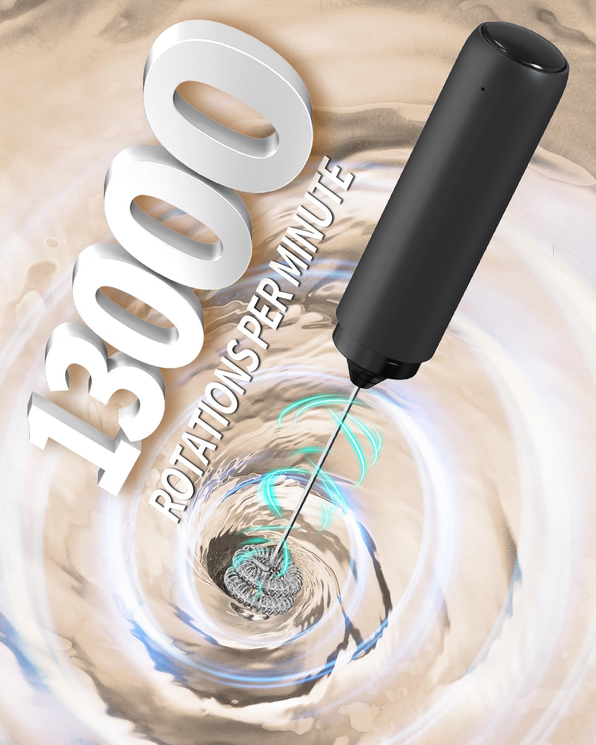 CIRCLE JOY Rechargeable Milk Frother Hanheld, Dual Coil Whisk Head Electric Coffee Frother, Portable Hand Frother Wand Drink Mixer for Matcha Lattes Cappuccino, Kitchen Gifts, Black