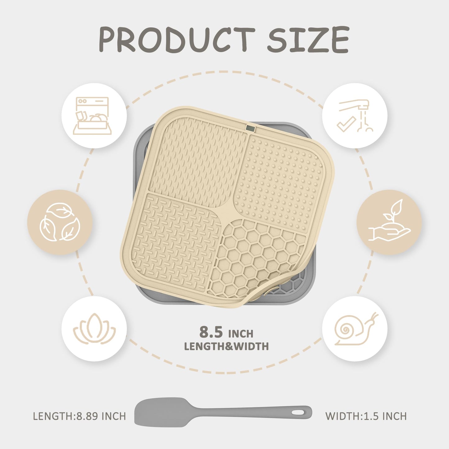 ChefAide 2 Pack Lick Mat for Dogs,Cats,Upgraded 8.5×8.5 inches Licking Mats with Suction Cups,Slow Feeder Licking Pad for Anxiety Relief and Boredom Reducer,Suitable for Dog Training Set 2