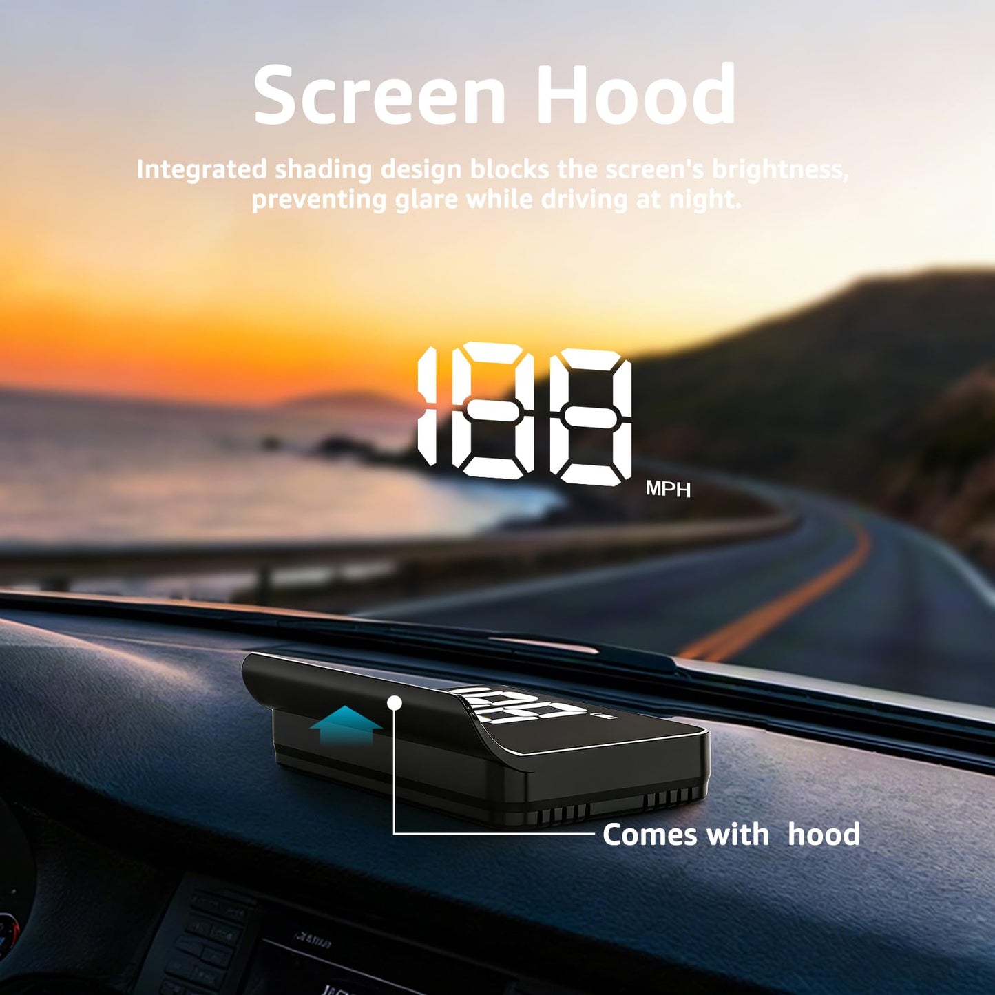Heads up Display for Cars,Car HUD,Head up Display for Car,Digital GPS HUD Speedometer,USB Cable Plug and Play,Automatic Brightness Adjustment,Large Font Display (K1-White)