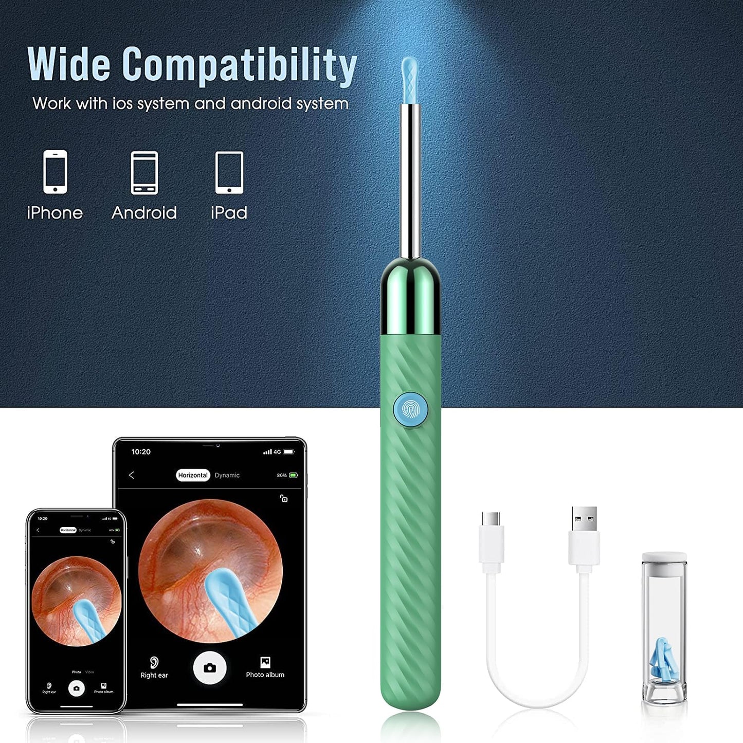 LEIPUT Earwax Remover Tool with 8 Pcs Ear Set - Ear Canal Cleaner with 1080P Camera