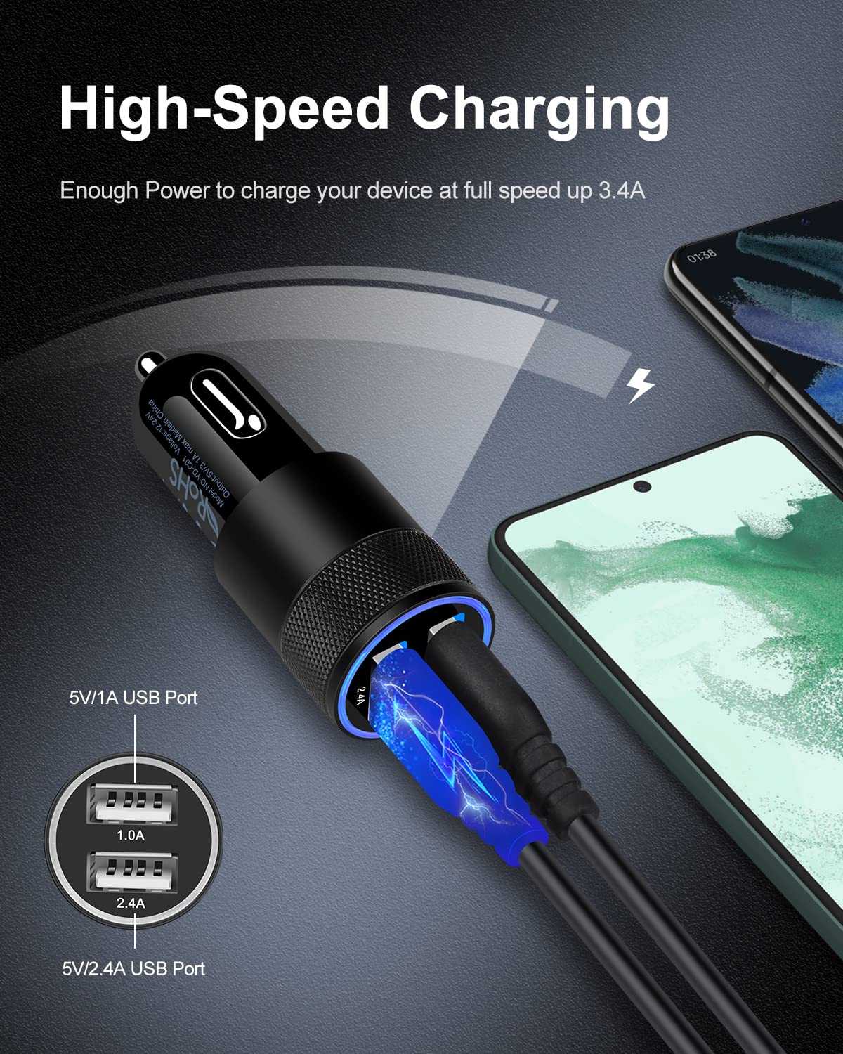 Fast-Charge Dual USB Car Charger (2-Pack)