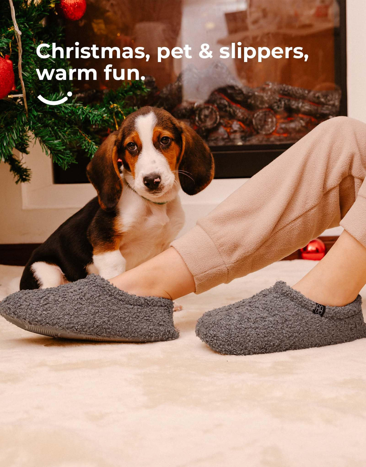 HomeTop Women's Fuzzy Curly Fur Loafer Slippers, Grey 11-12 US