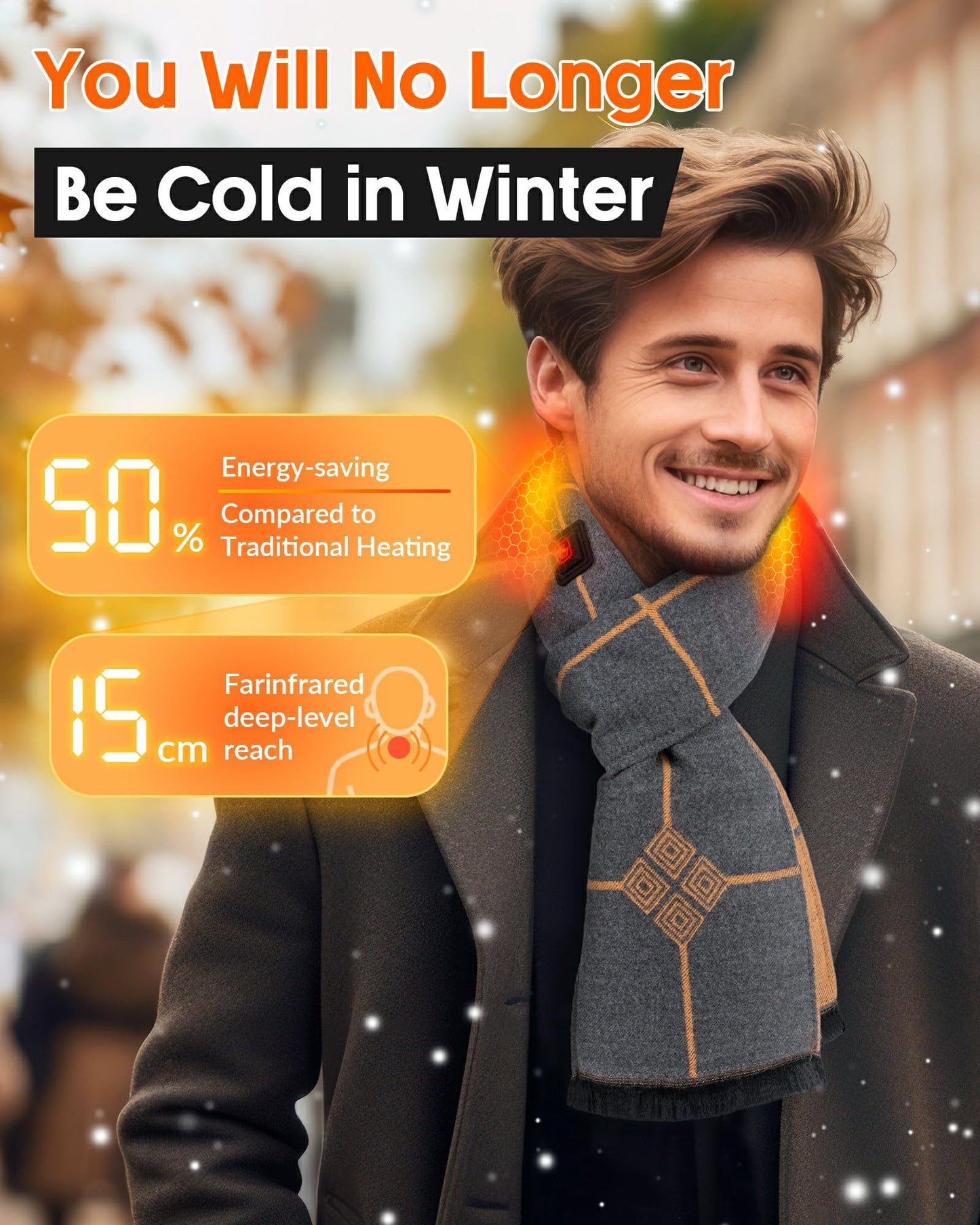 Genovega Graphene Heated Scarf for Women Men Boyfriend Dad Father Husband Brother Grandpa Boss Unique Christmas Gifts Rechargeable Electric Neck Heating Shawl Pad Accessory Winter Must Have Grey Brown