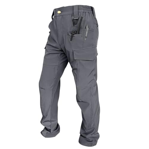 Tactical Pants for Men Waterproof Ripstop Fishing Hiking Cargo Pants Construction Work Trousers with Multi Pockets Water Resistant Tactical Pant Mens Cargo Pant Pantalones Tácticos para Hombre Gray