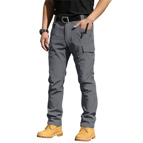 Tactical Pants for Men Waterproof Ripstop Fishing Hiking Cargo Pants Construction Work Trousers with Multi Pockets Water Resistant Tactical Pant Mens Cargo Pant Pantalones Tácticos para Hombre Gray