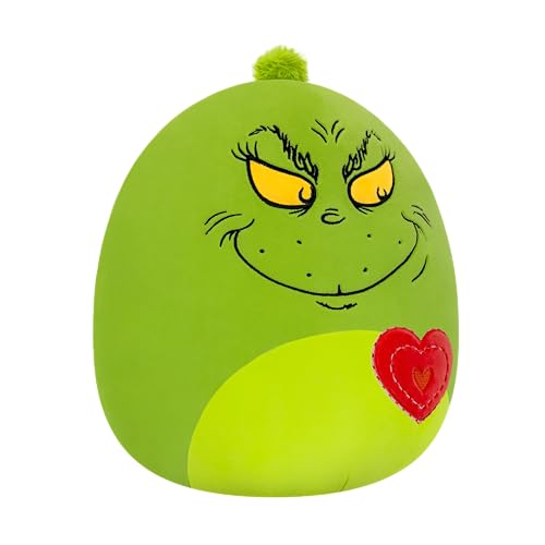 Squishmallows Original 12in Grinch with Heart – Official Jazwares Plush (Medium-Sized)