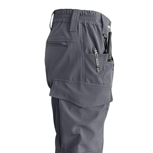 Tactical Pants for Men Waterproof Ripstop Fishing Hiking Cargo Pants Construction Work Trousers with Multi Pockets Water Resistant Tactical Pant Mens Cargo Pant Pantalones Tácticos para Hombre Gray