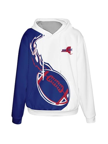 Custom Hoodie with Personalized Name and Number, Men's Football Fan Sweatshirt, Sports Fan Sweatshirts for Women and Youth (NYG)