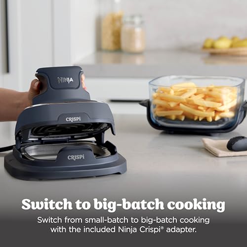 Ninja Crispi 4-in-1 Portable Glass Air Fryer Cooking System, 1500W, 4QT & 6-Cup TempWare Glass Containers with Storage Lids, Microwave, Freezer & Dishwasher Safe, Cyberspace Gray, FN101GY