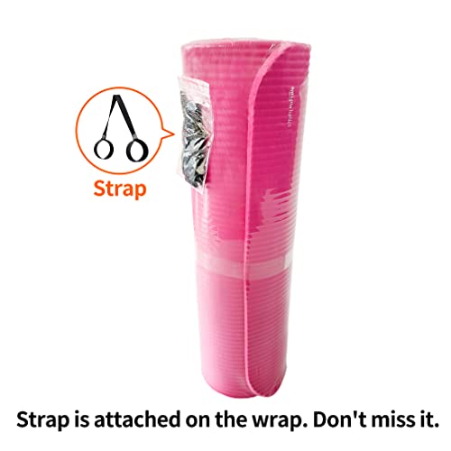 Amazon Basics 1/2 Inch Extra Thick Exercise Yoga Mat with Carrying Strap, Pink