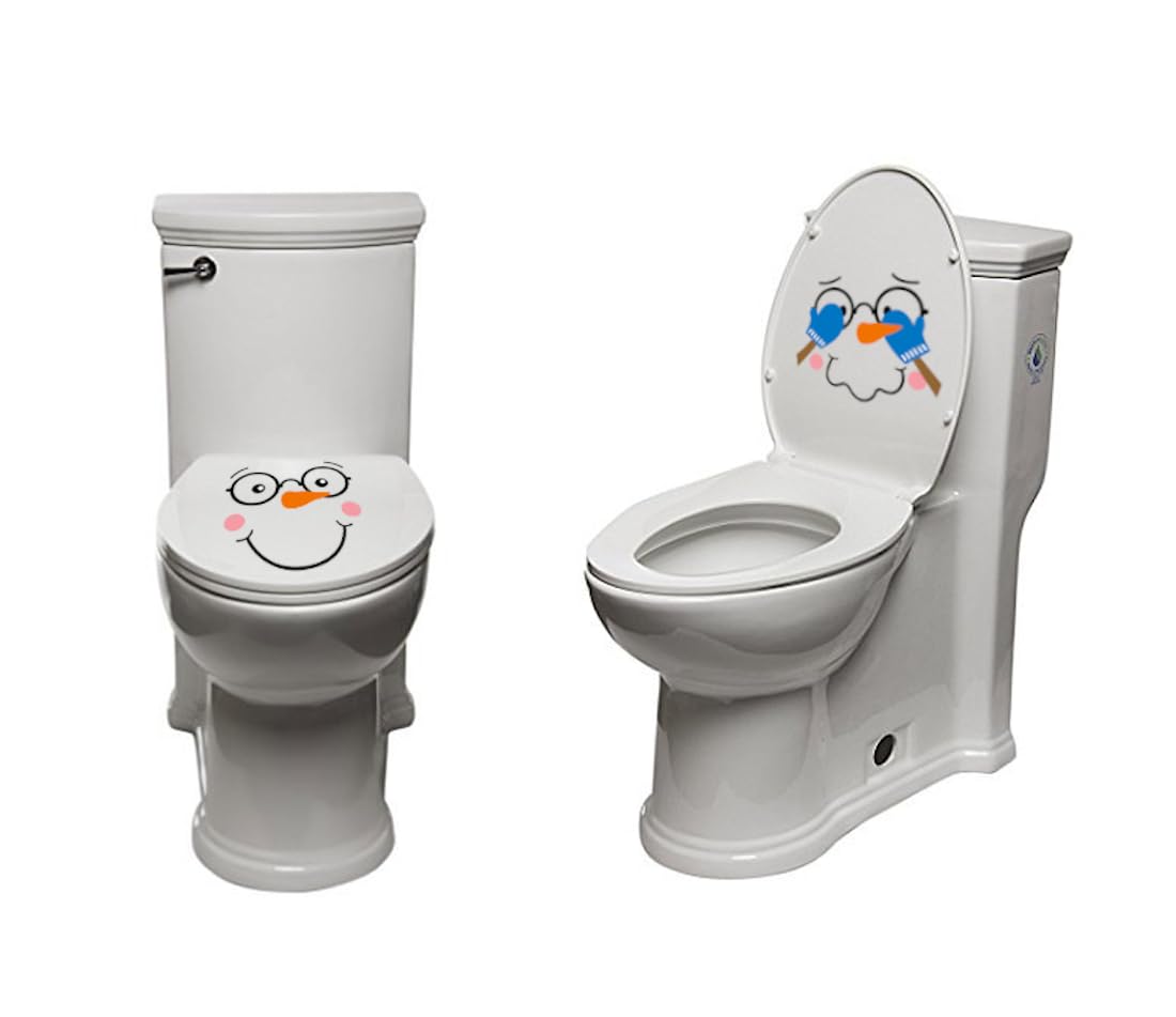 Iconikal 2-Piece Toilet Seat Cling Christmas Decoration Set, Funny Snowman