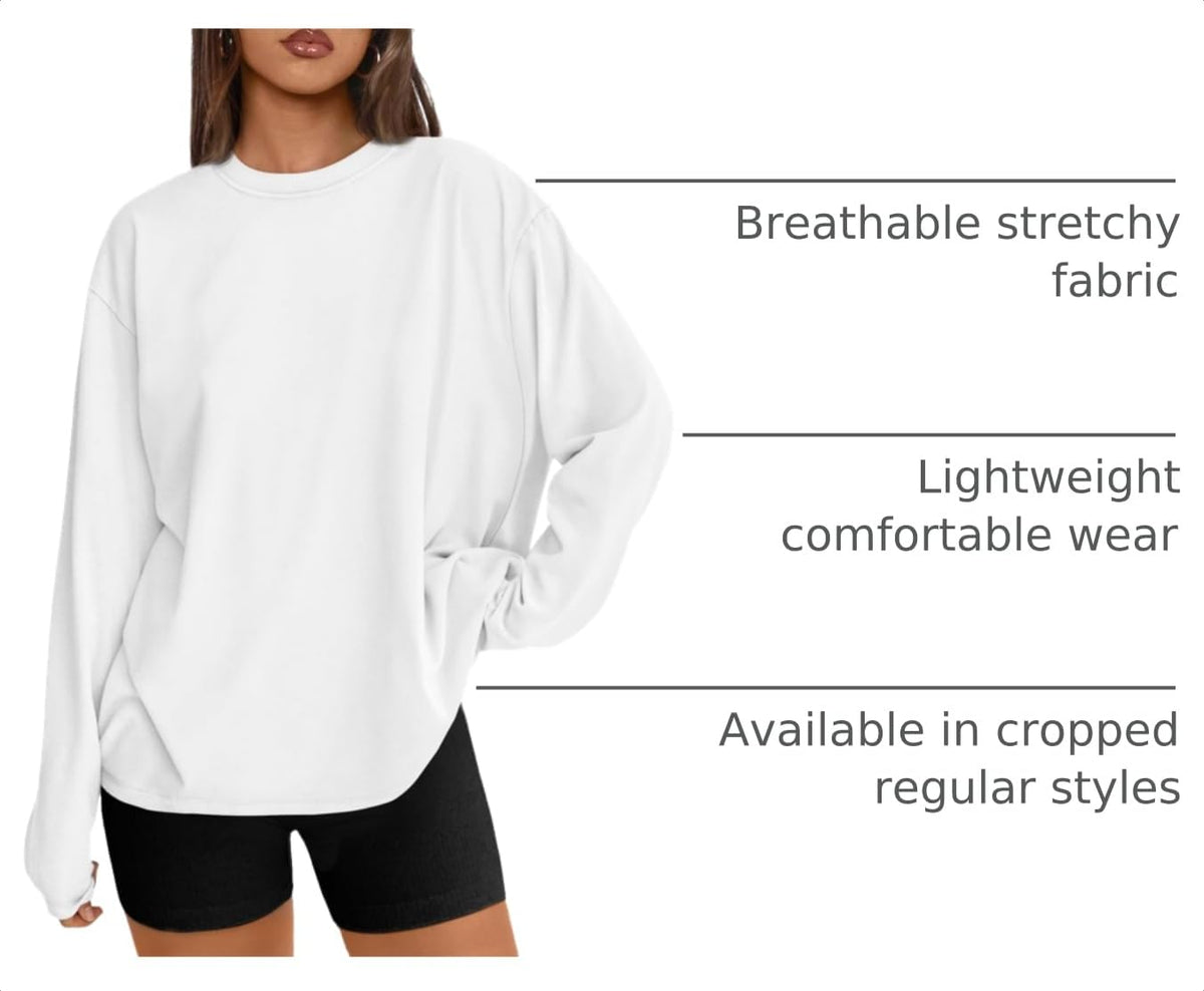 Trendy Queen Womens Oversized Long Sleeve Shirts Fall Tops 2026 Basic Tees
