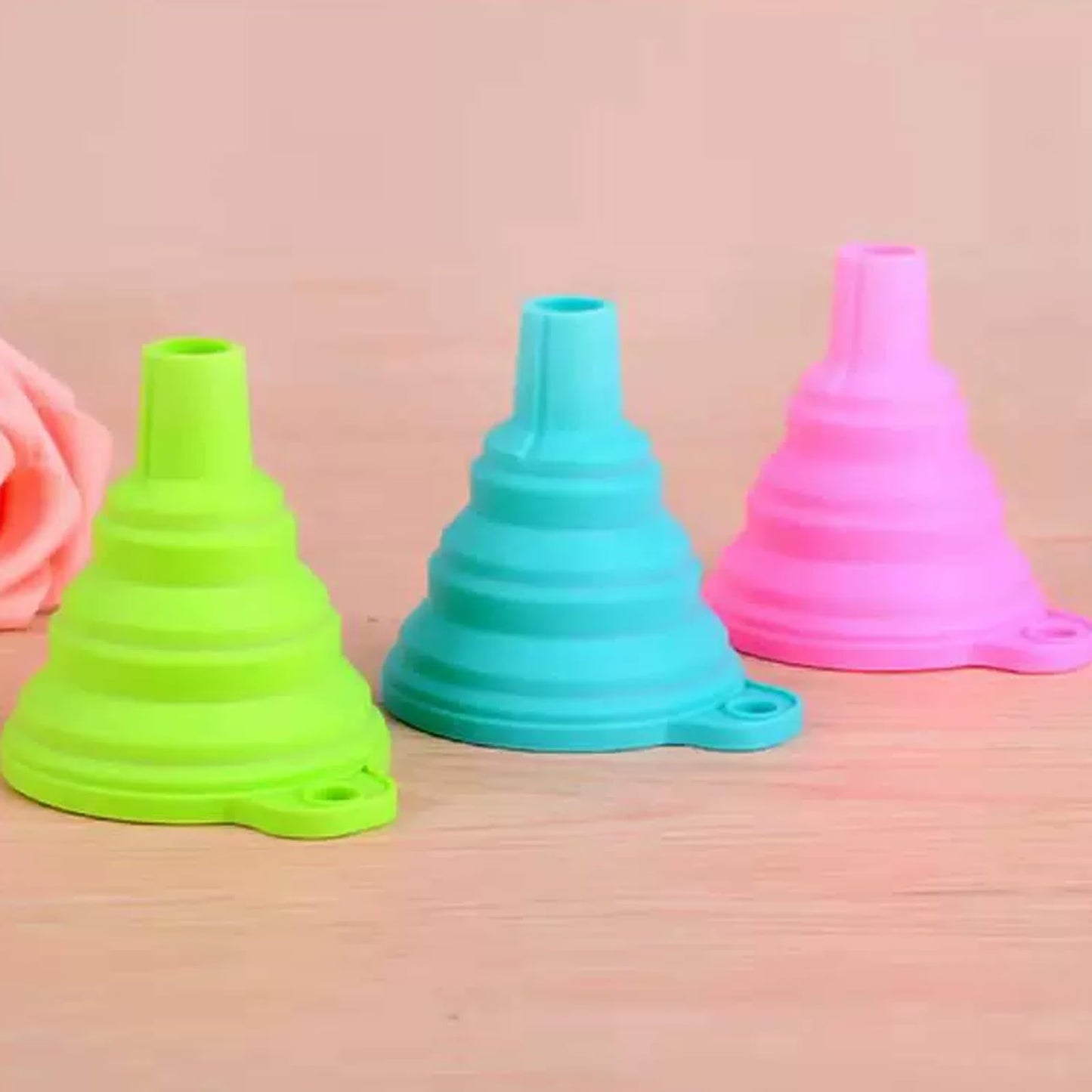 3 Pack Foldable Silicone Funnels with 3 Colors