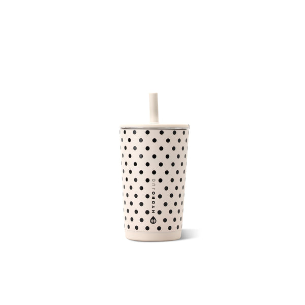HydroJug Polka Dot Everyday Tumbler 14 oz, Ceramic-Lined, French Vanilla