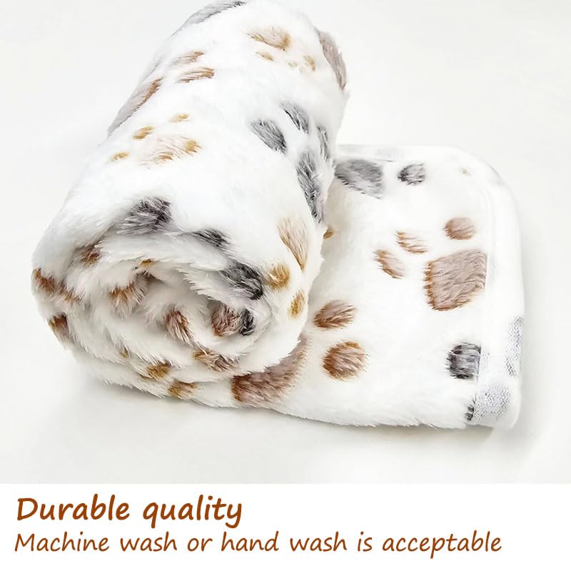 1 Pack 3 Blankets Fluffy Premium Fleece Soft Pet Blanket Flannel Throw for Cat Dog Puppy (Small 23x16'', Paw-White/Pink/Brown)