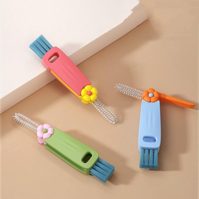 3 in 1 Cup Lid Cleaning Brush, 2024 New Crevice Cleaning Brush Set for Baby Bottle Gap Tight Spaces Cup, 3 in 1 Multifunctional Cleaning Brush Portable Cup Lid Cleaner with Brush(B)