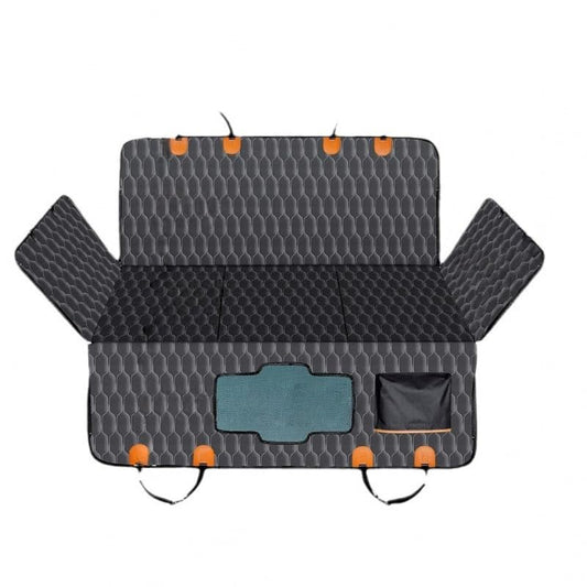 Rengue Dog Car Seat Cover for Back Seat, Pets Protector Hammock Waterproof Back Seat Extender with Mesh Window and Storage Pocket Dog Car Hammock with Universal Size for Cars/Trucks/SUV