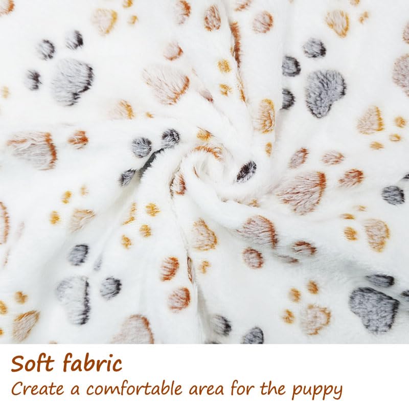 1 Pack 3 Blankets Fluffy Premium Fleece Soft Pet Blanket Flannel Throw for Cat Dog Puppy (Small 23x16'', Paw-White/Pink/Brown)