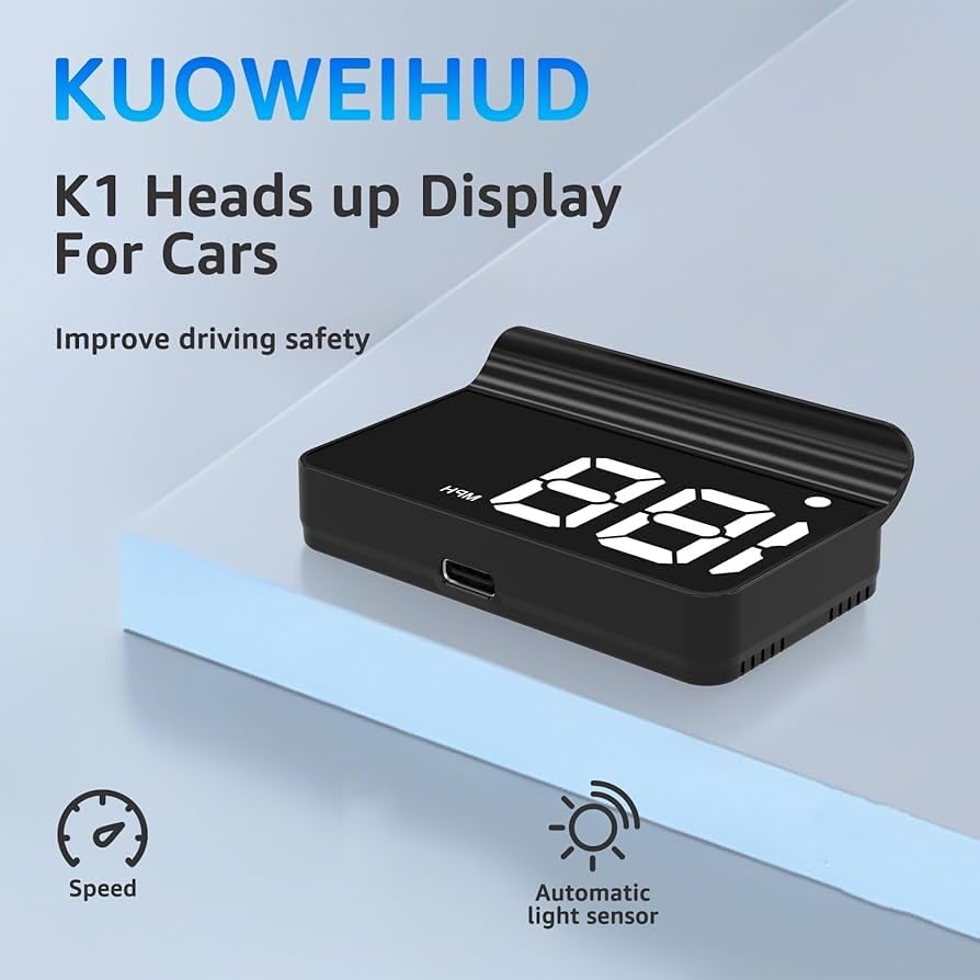 Heads up Display for Cars,Car HUD,Head up Display for Car,Digital GPS HUD Speedometer,USB Cable Plug and Play,Automatic Brightness Adjustment,Large Font Display (K1-White)