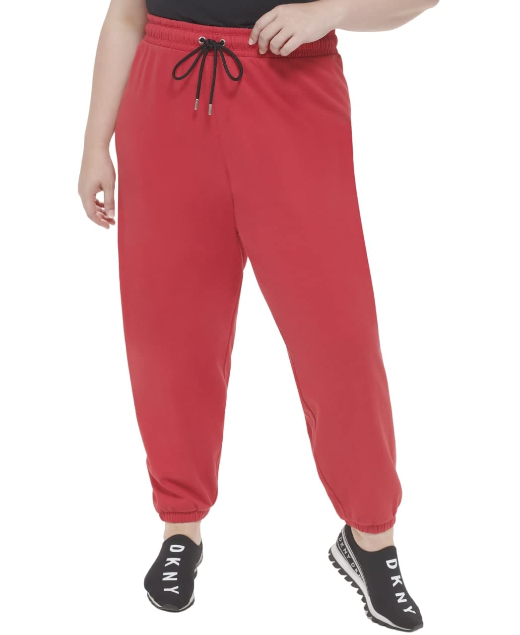 DKNY Womens Sport Metallic Logo Everyday Jogger Sweatpants, Ski Patrol Silver