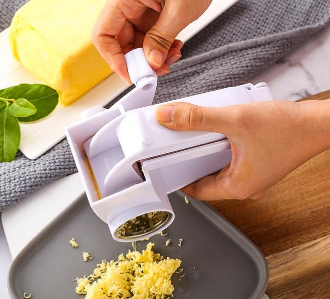 Generic Olive Garden Rotary Cheese Grater with 2 Stainless Steel Drums for Hard Cheese, Parmesan，Nuts, Chocolate White