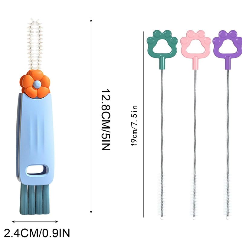 3 in 1 Cup Lid Cleaning Brush, 2024 New Crevice Cleaning Brush Set for Baby Bottle Gap Tight Spaces Cup, 3 in 1 Multifunctional Cleaning Brush Portable Cup Lid Cleaner with Brush(B)
