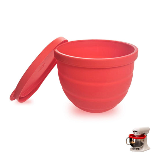 Heavy-Duty & Thickened Silicone Liner for KitchenAid 5Qt Mixer Bowl, Non-Slip Scraper Pads Insert for Tilt-Head Stand Mixers, Easy Clean Food Grade Replacement (Red)
