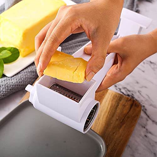 Generic Olive Garden Rotary Cheese Grater with 2 Stainless Steel Drums for Hard Cheese, Parmesan，Nuts, Chocolate White