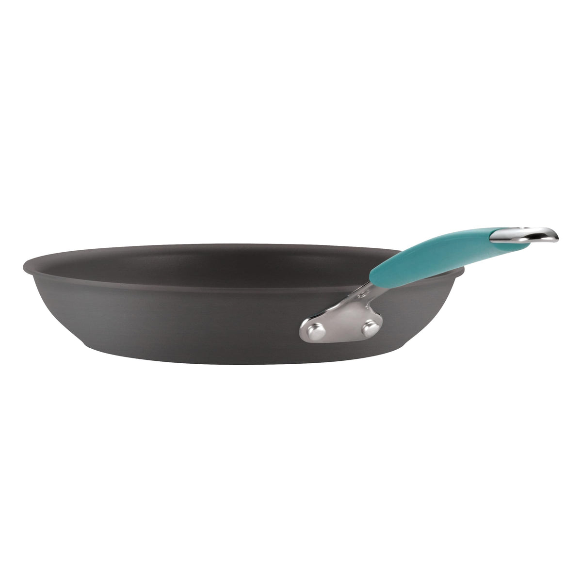 Rachael Ray Cucina Dishwasher-Safe Hard-Anodized Pots and Pans Set Non Stick Cookware, 12 Piece, Gray with Agave Blue Handles
