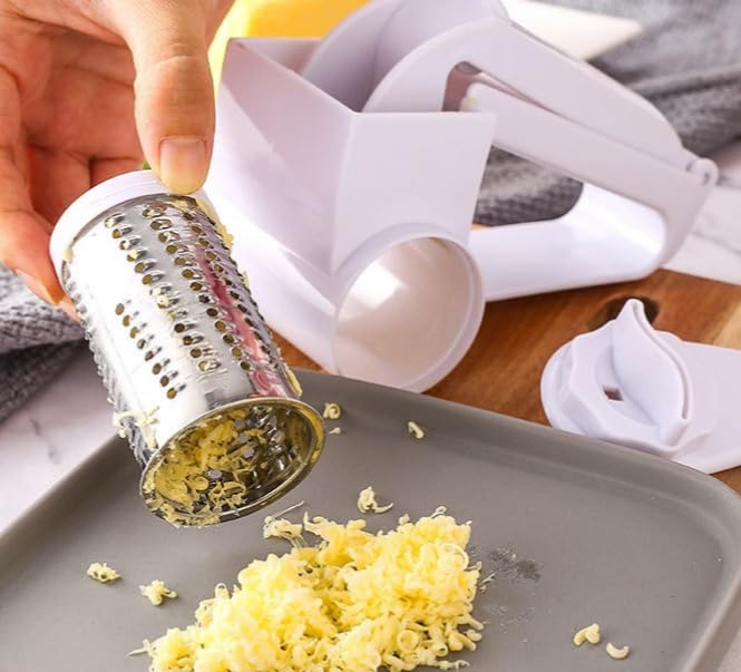 Generic Olive Garden Rotary Cheese Grater with 2 Stainless Steel Drums for Hard Cheese, Parmesan，Nuts, Chocolate White