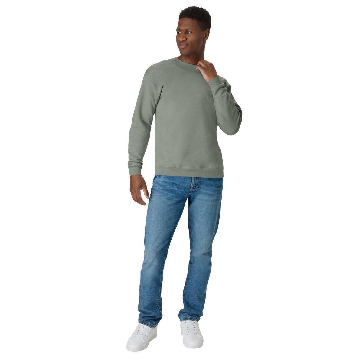 Hanes Mens Ecosmart Fleece Sweatshirt, Cotton-blend Pullover, Crewneck For Men, 1 Or 2 Pack, Stonewashed Green - 1 Pack, Large US
