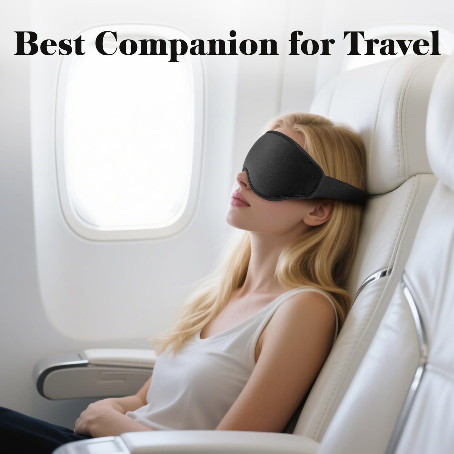 Fygrip 3D Eye Mask Sleep Mask for Men & Women, 100% Pressure-Free & Light Block-Out Eye Mask for Sleep with Easy Adjustable Strap, Night Eye Cover for Travel, Black