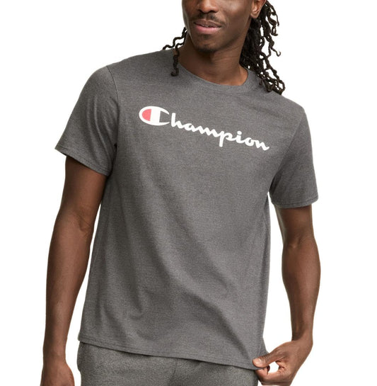Champion mens Classic T-shirt, Script Logo T Shirt, Granite Heather-y07718, Medium US