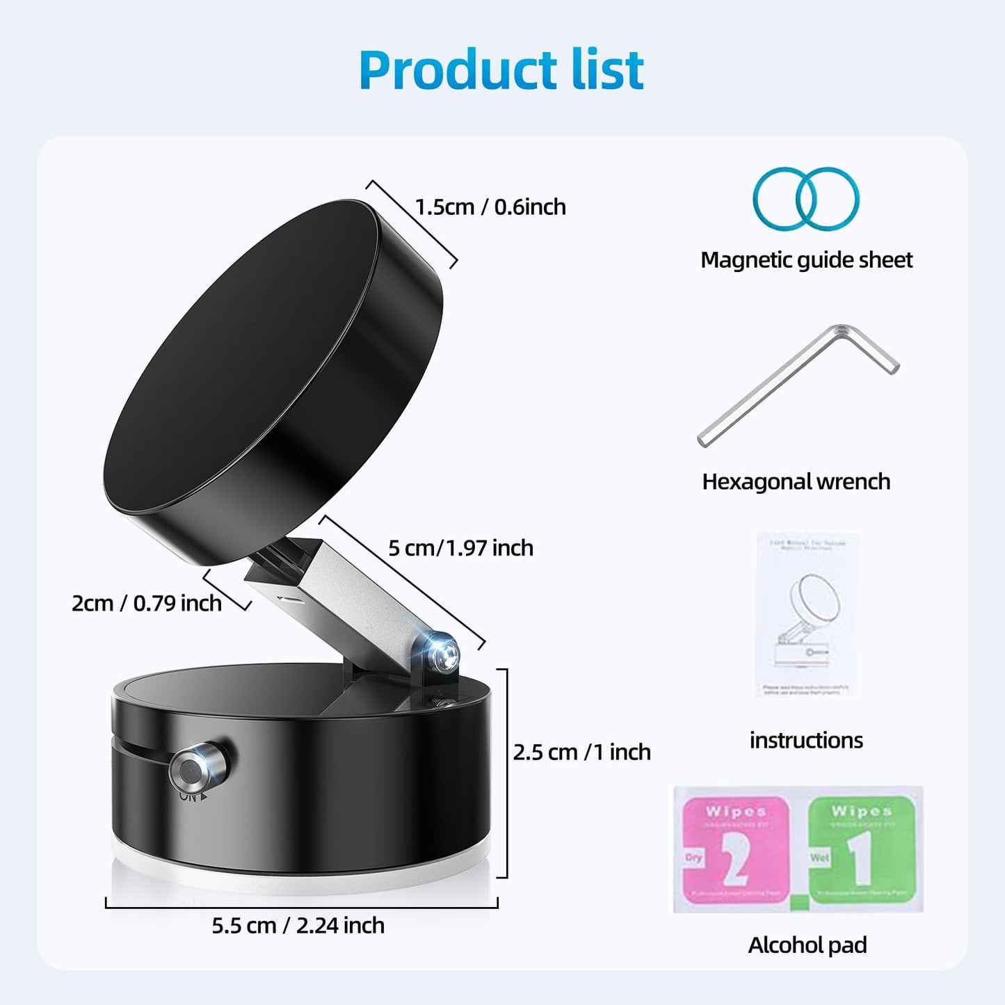 Vacuum Suction Magnetic Phone Holder, Adjustable Vacuum Magnetic Car Phone Holder Foldable Vacuum Magnetic Cell Phone Holder Stand Suction Phone mount for iPhone 16/15/14/13/12/Gym/Shower/Car/Mirror