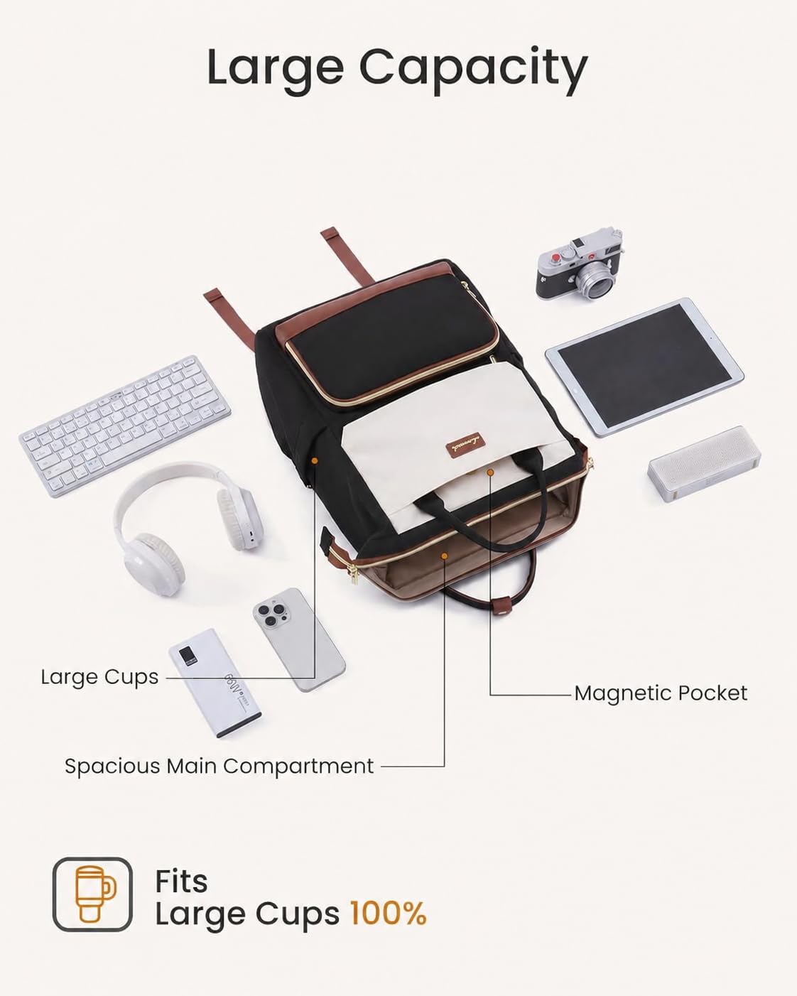 LOVEVOOK Laptop Backpack Purse with Tumbler Holder