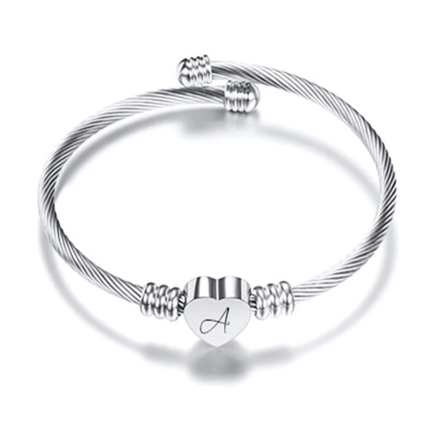 saved for later items 1 dollar items only clearance items Letters Stainless Wire Bracelet Heart-Shaped Bracelet Womens Long Bracelet A-Z Letter Cuff Bangle Birthday Gift for Women
