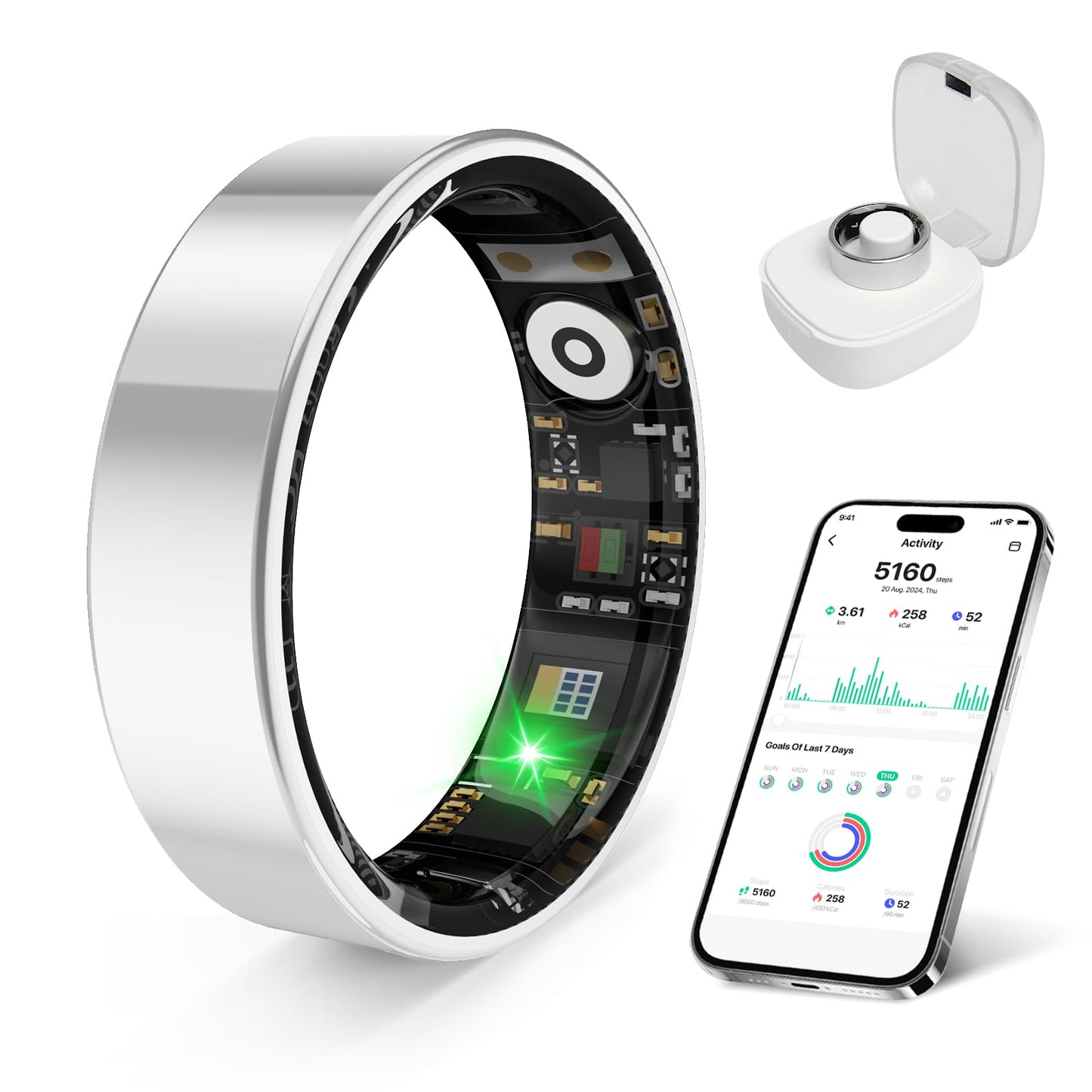 prxxhri 2026 Smart Ring New Health Tracker, IP68 Waterproof, iOS/Android Compatible