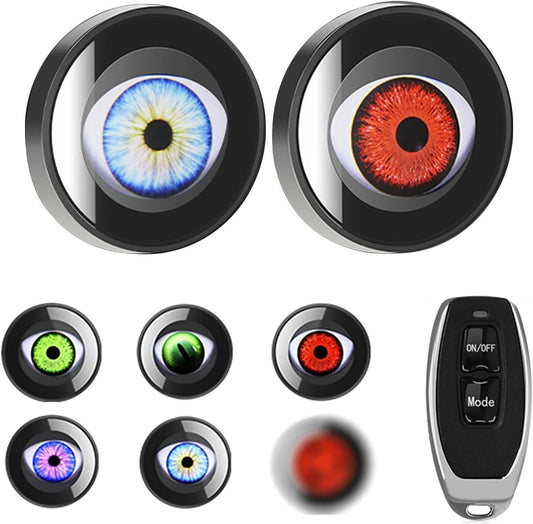 Miosugo 2 PCS New Devil Eyes Light for Cars & Motorcycle, 6 Dynamic Demon Eye Pattern, Red Devil Eyes Glowing Lights for Men's Christmas Gifts, Universal Car Exterior Accessories, 12V-36V (Flat type)