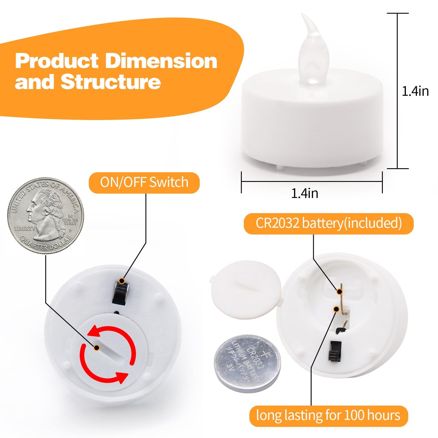 KOABY 24 Pack Warm White LED Tea Lights, Last 100H+, Flickering Flameless Battery Operated Tea Lights for Decor