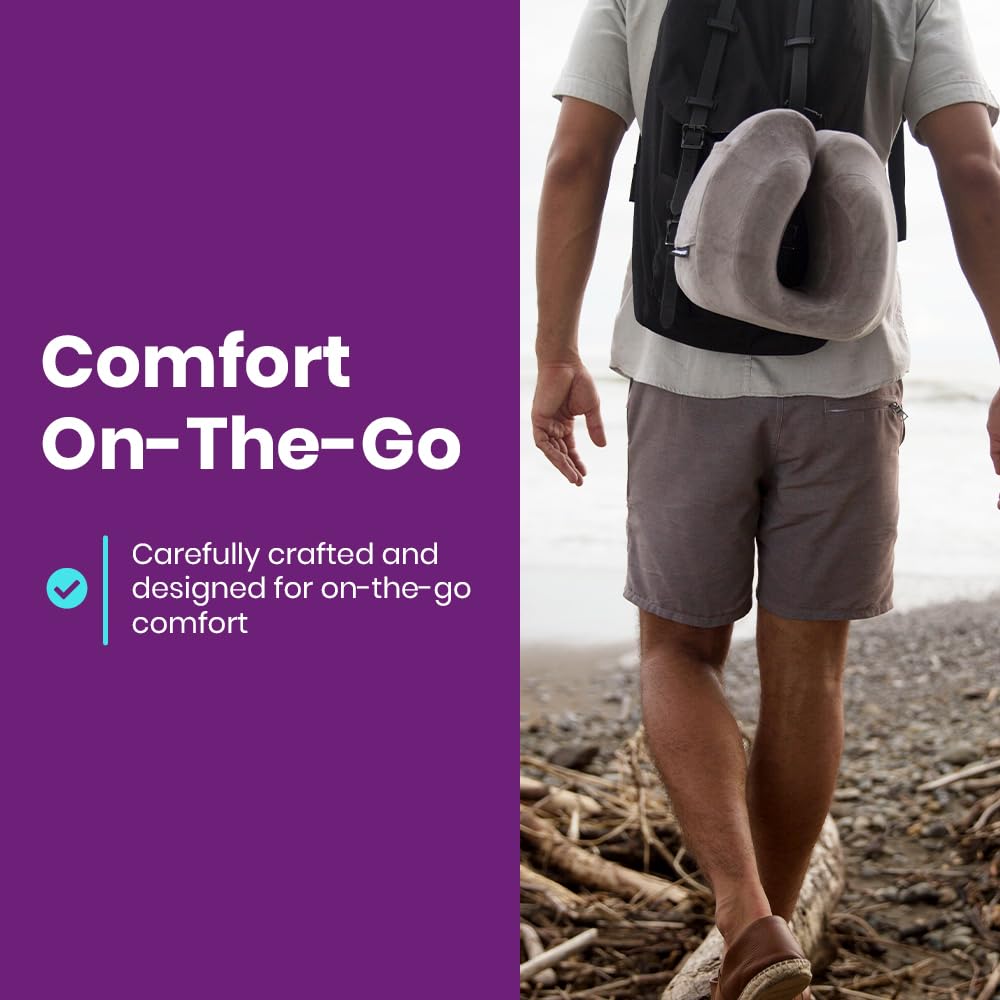 Cabeau Neck Pillow for Airplane Travel – Evolution Classic – Memory Foam U Shaped Design – Supportive for Sleeping with Adjustable Support Clasp (Midnight Black)