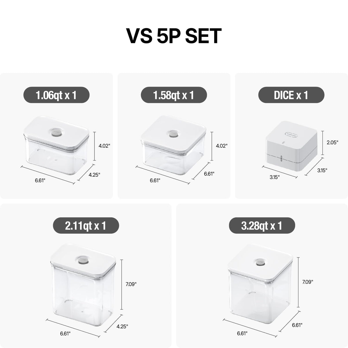 VAKUEN Premium Airtight Food Storage Containers & Vacuum Sealer Machine Starter Set, 4-piece Container with Sealer, 100% Leak Proof,Keep food fresh up to 5 times longer than non-vacuum strorage.