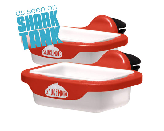 Saucemoto Dip Clip | Vehicle Sauce Holder for Dipping sauces. As seen on Shark Tank (Stocking Stuffer 2-Pack, Red) Great for White Elephant Gift