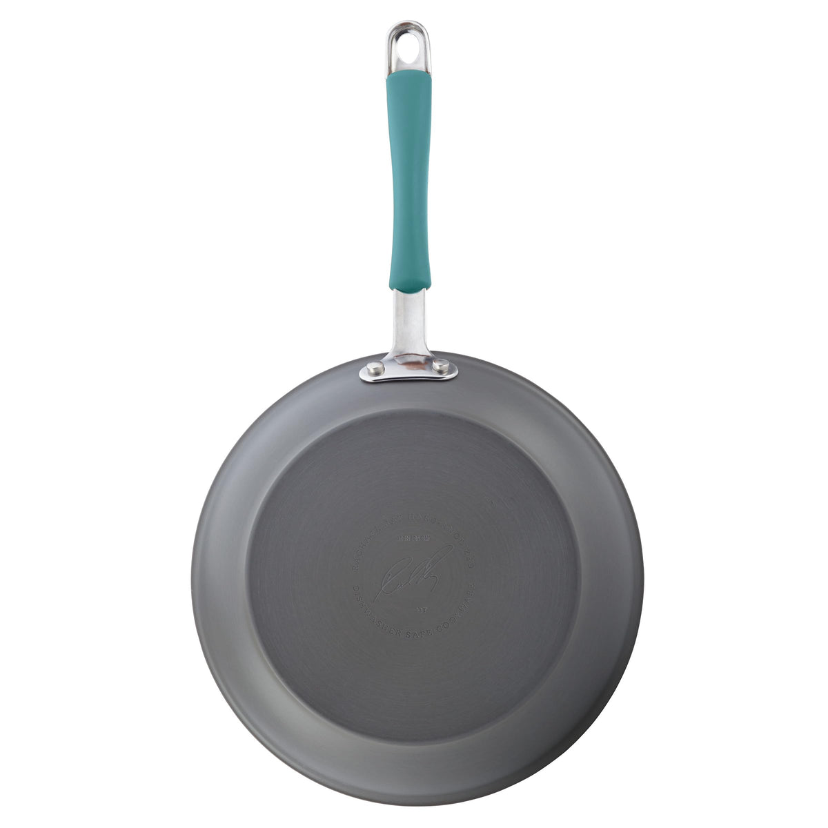 Rachael Ray Cucina Dishwasher-Safe Hard-Anodized Pots and Pans Set Non Stick Cookware, 12 Piece, Gray with Agave Blue Handles