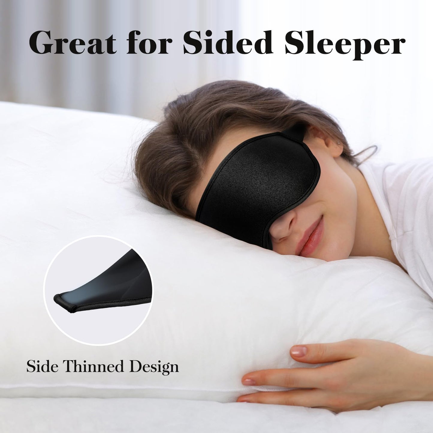 Fygrip 3D Eye Mask Sleep Mask for Men & Women, 100% Pressure-Free & Light Block-Out Eye Mask for Sleep with Easy Adjustable Strap, Night Eye Cover for Travel, Black